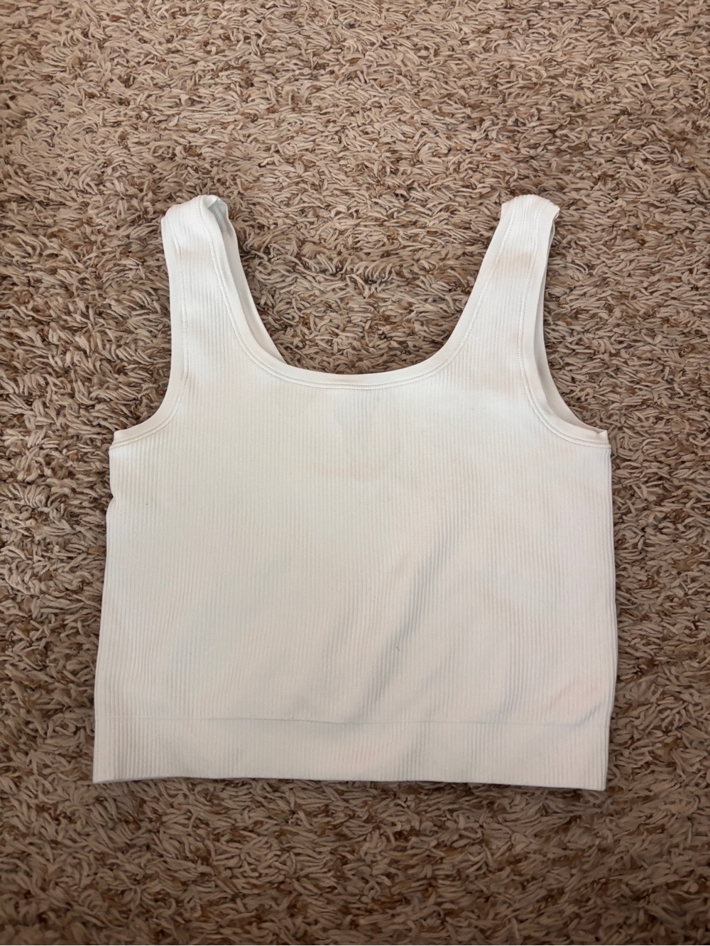 Athleta Cream Ribbed Tank Top